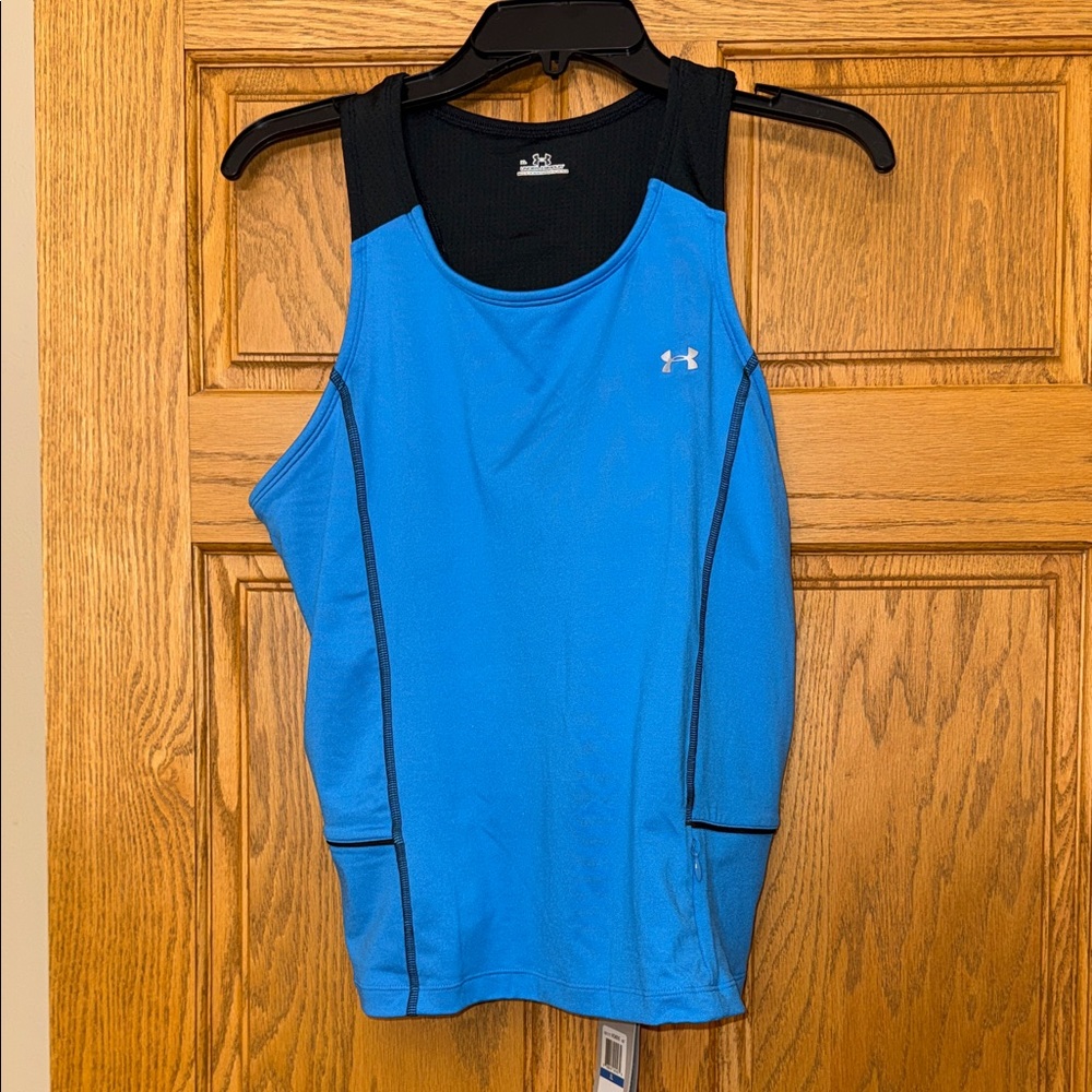 NEW with tags. Under Armour Blue and Black Sleeveless Workout Tank, Size XL
